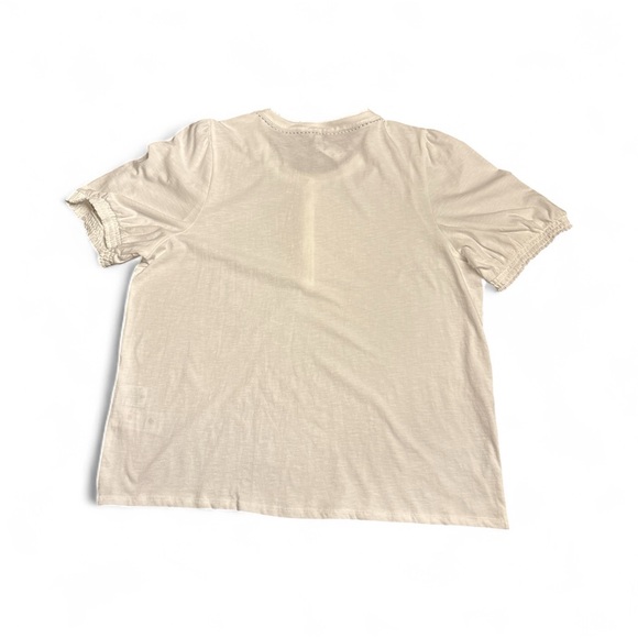 J Crew Factory women’s Smocked henley knit top short sleeves white Size XL NWT - Picture 3 of 7